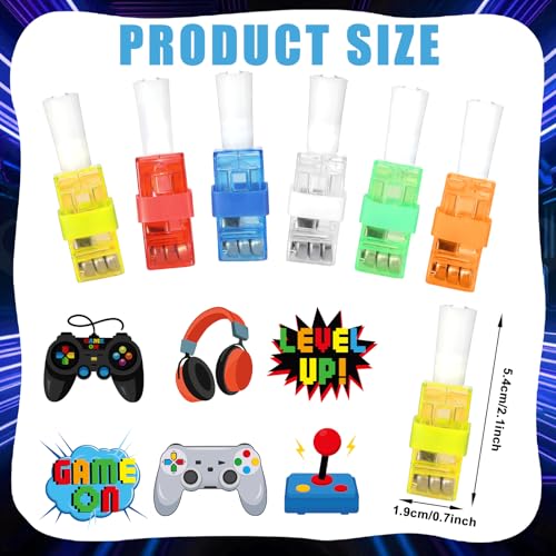 CHUNNIN 36 PCS Video Game Party Favors Game LED Light Up Finger Lights Glow in the Dark Fillers Gamer Party Finger Light Bulk for Chriatmas Goodie Treat Bags Stuffers Game Birthday Party Supplies - Image 5