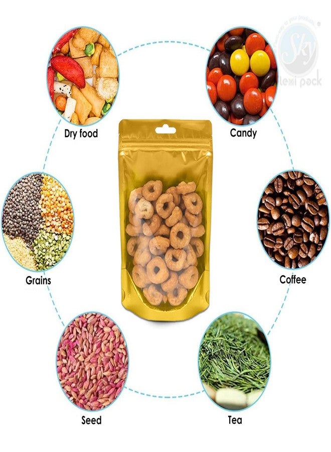 SKY FLEXI PACK 25 Pieces 16cm x 24cm, Transparent Front/Silver Back Food Grade Standup Pouch with Zipper, Capacity 500gm - Image 5