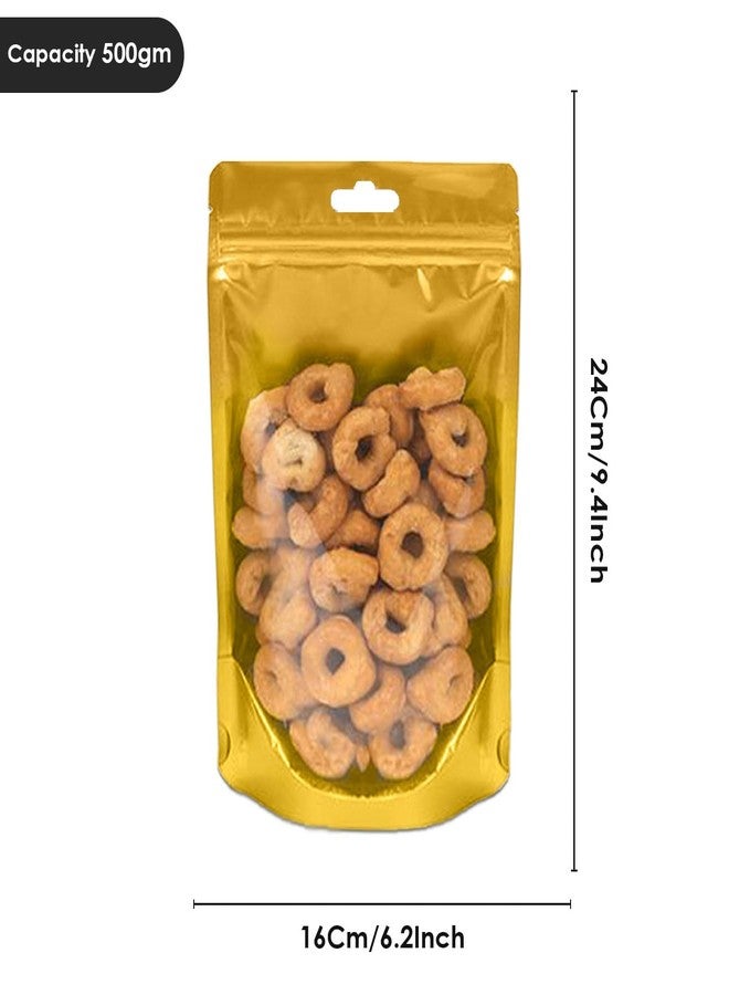 SKY FLEXI PACK 25 Pieces 16cm x 24cm, Transparent Front/Silver Back Food Grade Standup Pouch with Zipper, Capacity 500gm - Image 2