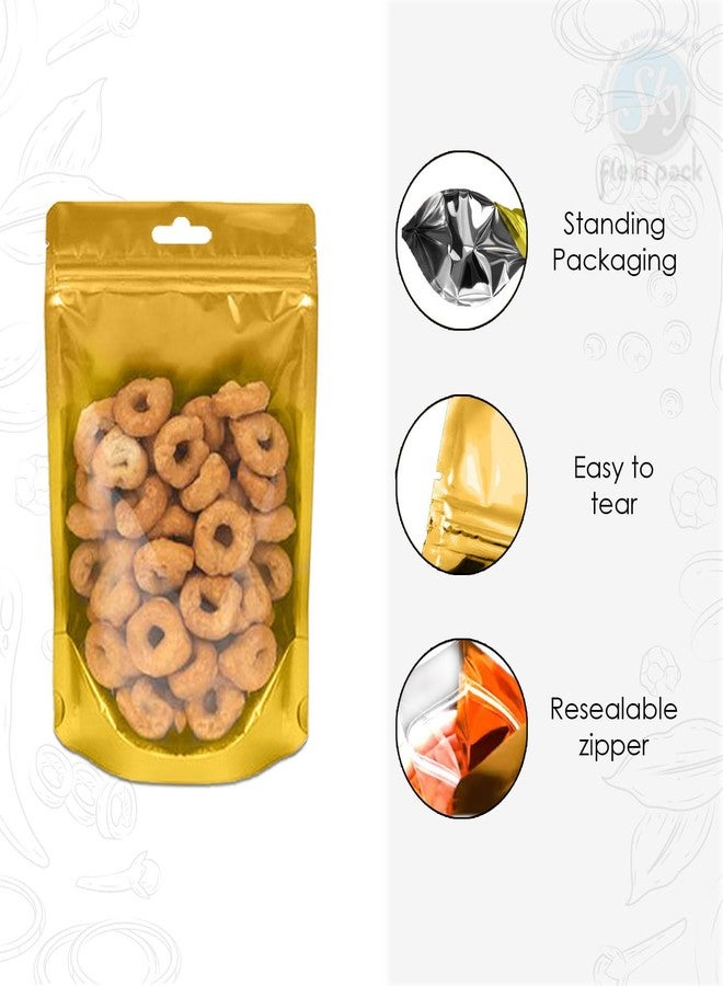 SKY FLEXI PACK 25 Pieces 16cm x 24cm, Transparent Front/Silver Back Food Grade Standup Pouch with Zipper, Capacity 500gm - Image 4