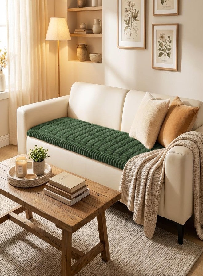 smiry غطاء أريكة سميري للكلاب، قابل للغسل، مانع للانزلاق، غطاء أريكة ناعم للحيوانات الأليفة، مناسب لأرائك بثلاث وسائد، غطاء أريكة سميك وناعم لحماية الوسائد (أخضر داكن، 27.6 بوصة × 47 بوصة). - Image 2