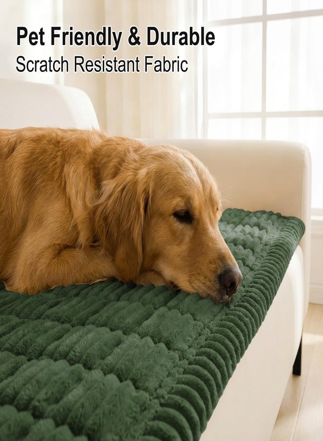 smiry غطاء أريكة سميري للكلاب، قابل للغسل، مانع للانزلاق، غطاء أريكة ناعم للحيوانات الأليفة، مناسب لأرائك بثلاث وسائد، غطاء أريكة سميك وناعم لحماية الوسائد (أخضر داكن، 27.6 بوصة × 47 بوصة). - Image 3