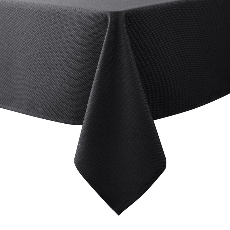 Biscaynebay Textured Fabric Tablecloths 52x70 Rectangular Black Water Resistant Spill Proof Tablecloths for Dining Kitchen Wedding and Parties Machine Washable