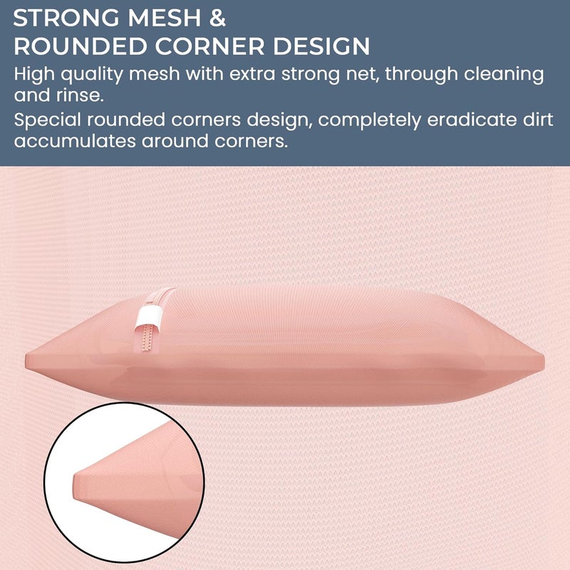 Kuber Industries Set of 12 Polyester Mesh Laundry Bag with Zip Reusable Washing Bags for Washing Machine Ideal for Delicate Fabrics Lingerie Shoes Protection YZ2PNK Peach - Image 4