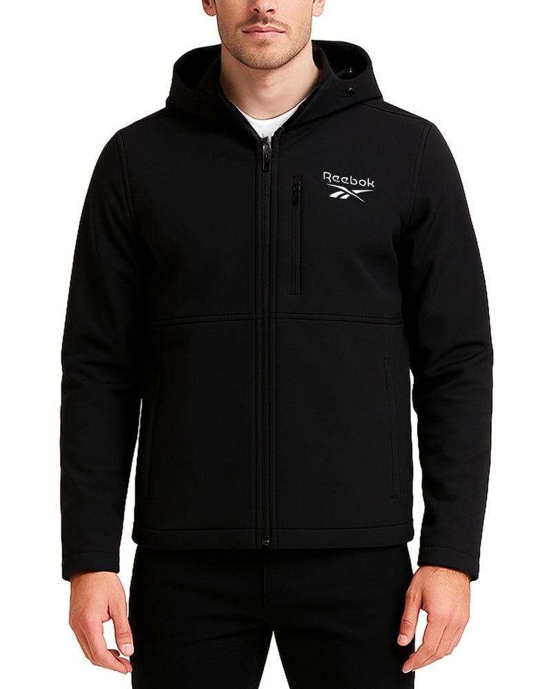 Reebok Mens Jacket - Water Resistant Zip Up Sherpa Fleece Lined Softshell Mens Lightweight Jacket - Winter Jackets for Men, Size Medium, Black Ink - Image 1