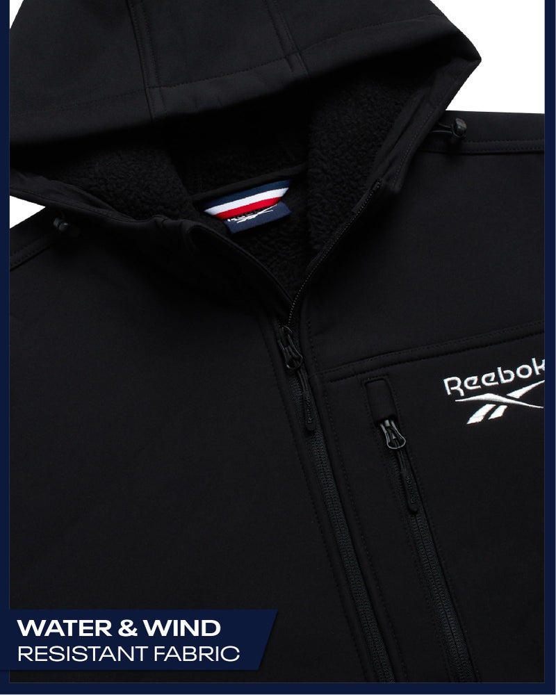 Reebok Mens Jacket - Water Resistant Zip Up Sherpa Fleece Lined Softshell Mens Lightweight Jacket - Winter Jackets for Men, Size Medium, Black Ink - Image 5