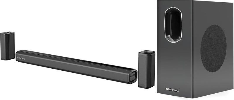 ZEBRONICS ZEB-JUKE BAR 7400 PRO 5.1 قناة شريط صوتي مع 6.5 "subwoofer ، 180W RMS ، الأقمار الصناعية الخلفية المزدوجة ، HDMI (ARC) ، البصرية في ، AUX ، BT v5.0 ، USB في ، التحكم عن بعد ، شاشة LED وتثبيت الجدار (أسود) - Image 3