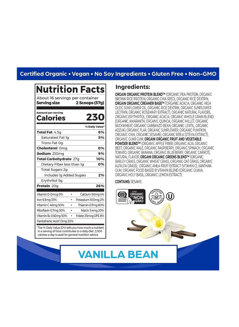 Orgain Gluten-free Vanilla Bean Organic Plant Based Meal (20g/2.01lbs) - Image 2