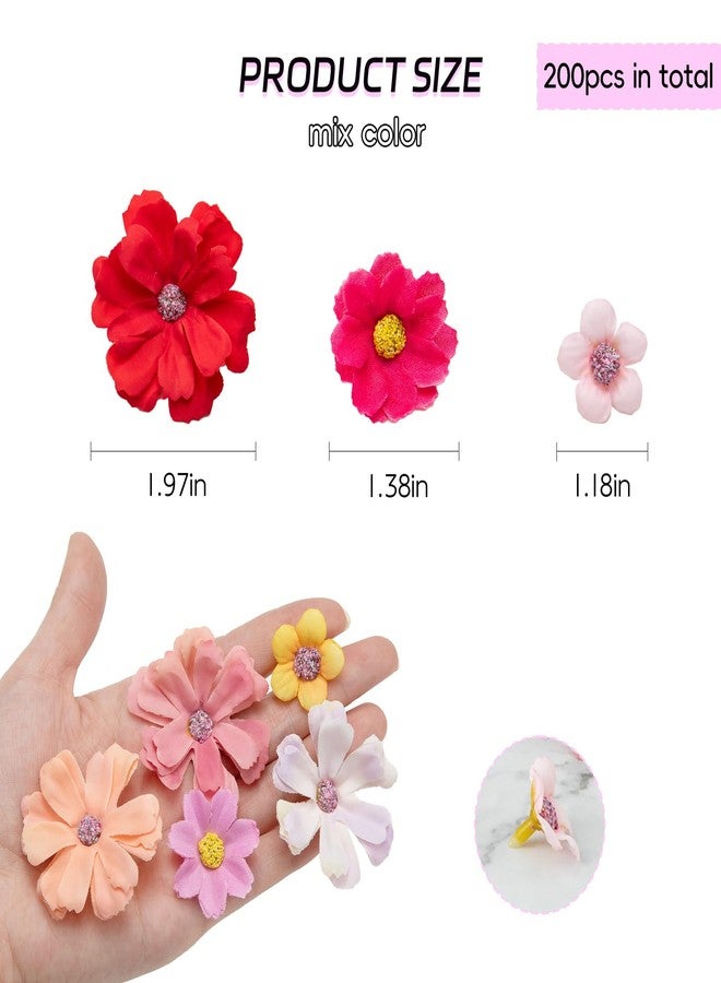 CIPOWM 200pcs Mini Faux Flower Heads Artificial Flower Heads Small Silk Flower Fake Daisy Peony Flowers for Craft Garland Wedding Party Supply Home Decoration - Image 2