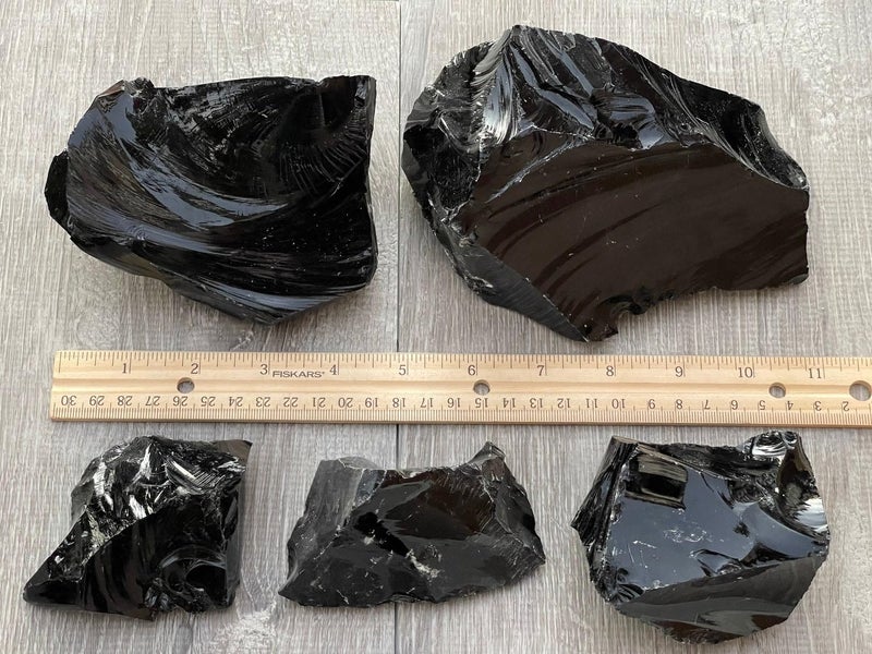 GAF TREASURES Extra Large Black Obsidian Rough Stones, 3-10" Natural Black Obsidian, Raw Black Obsidian Rock (0.3-0.5 lb) - Image 4