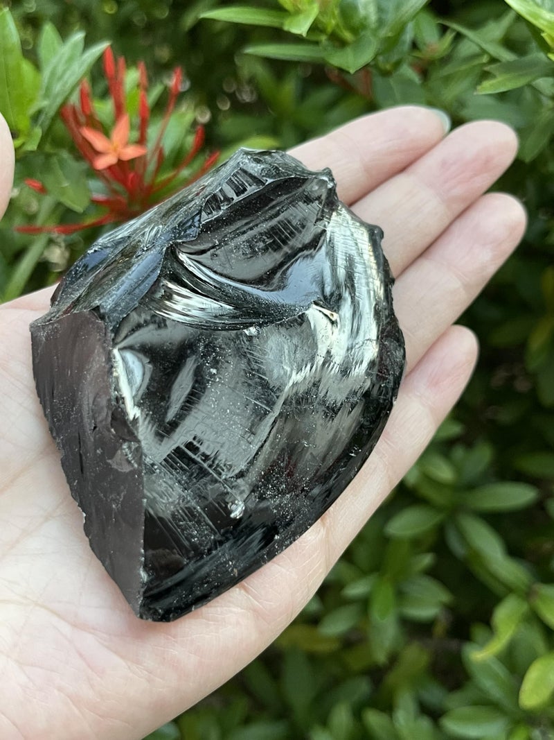 GAF TREASURES Extra Large Black Obsidian Rough Stones, 3-10" Natural Black Obsidian, Raw Black Obsidian Rock (0.3-0.5 lb) - Image 3