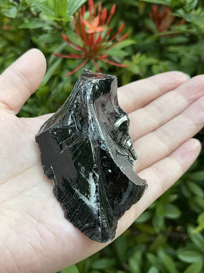 GAF TREASURES Extra Large Black Obsidian Rough Stones, 3-10" Natural Black Obsidian, Raw Black Obsidian Rock (0.3-0.5 lb) - Image 2