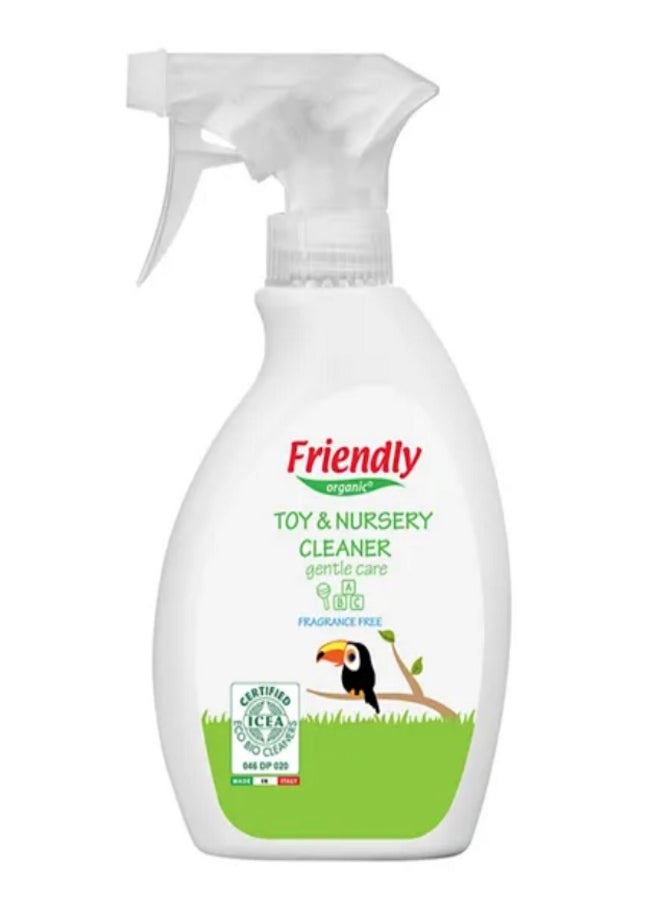 FRIENDLY ORGANIC Toy and Nursery Cleaner Spray 250 ml 100% Organic, Free of Alcohol, Chlorine, Perfume, and Dye, Vegan Plant-Derived Ingredient, Easy-To-Clean Spray Container for Toys and Kids favorite spots  - Image 1