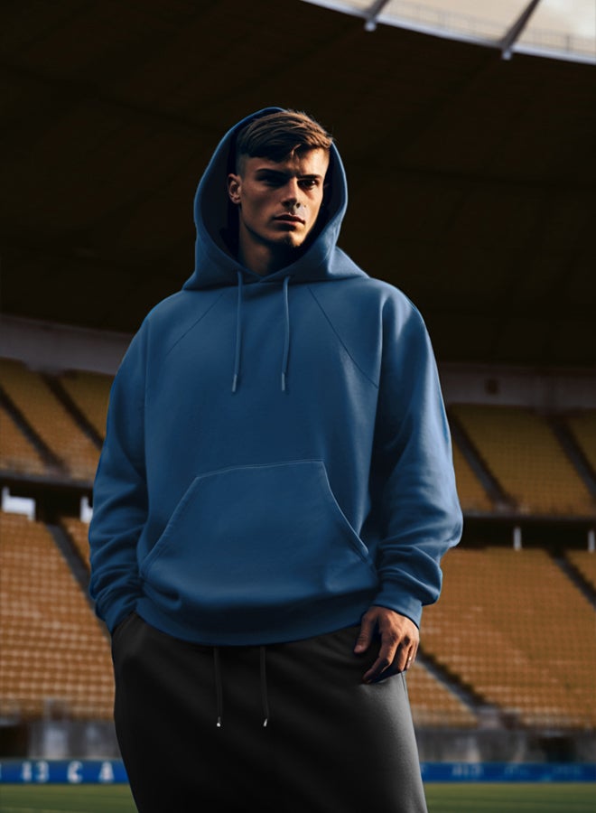 trendyol Navy Blue Oversize/Wide Cut Hooded Fleece Inside/Warm Sweatshirt - Image 1