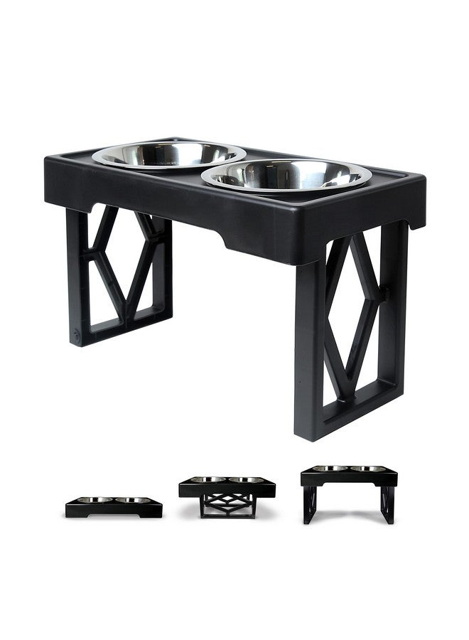 بت زون حامل أوعية طعام مرتفعة للكلاب من تصميم Diner 3 مع 2 وعاء طعام للكلاب من الفولاذ المقاوم للصدأ (سعة 7 أكواب لكل وعاء) - Image 1