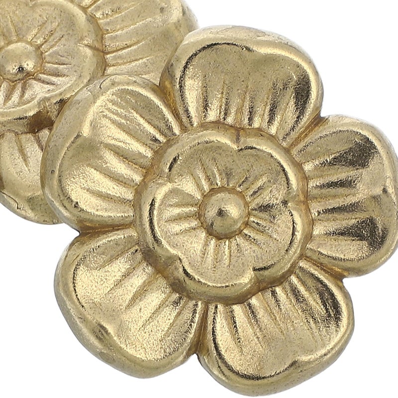 Vintage Brass Flower Cabinet Knobs 2pcs Decorative Drawer Pulls For Wardrobe Cupboard - Image 4