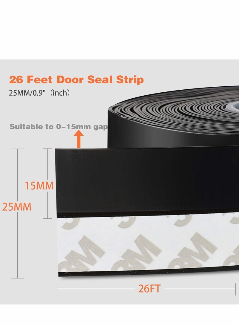 Silicone Seal Strip, 26 Feet Door Weather Stripping Strip Window Sealing Tape for Draft Stopper Adhesive Doors Windows and Shower Glass Gaps (Black, 45MM) - Image 4