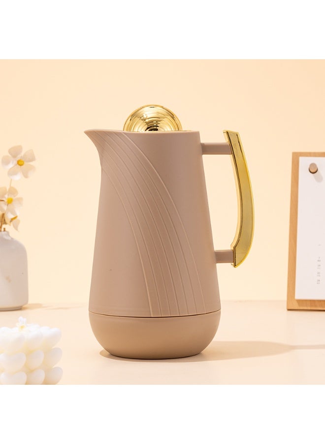 1L Thermos Flask - Gold Handle + Glass Red Bottom, 4 Colors