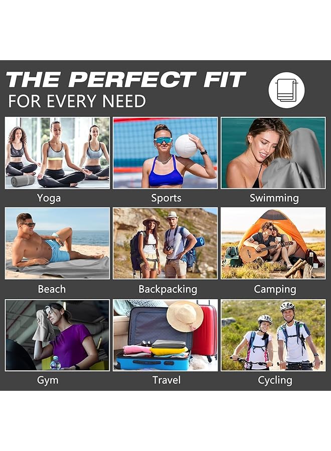 SKY-TOUCH Camping Towel Set: 2 Sizes Quick Dry Beach Towel Super Absorbent Yoga Gym Towel with Bag Compact Microfiber Towel for Beach Gym Yoga Pool Travel Camping Sports Swim (76×152CM 40×80CM Gray) - Image 4