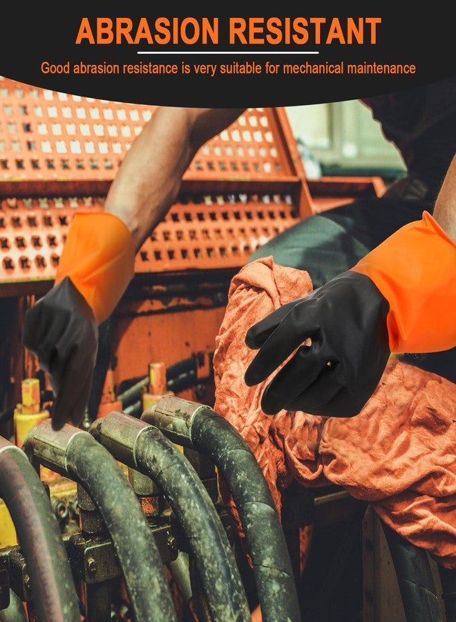 Copkim 12 Pairs Chemical Resistant Gloves Heavy Duty Industrial Reusable Latex Gloves, Resist Acid, Oil, Alkali, XL Size(Black, Orange) - Image 5