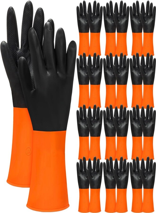 Copkim 12 Pairs Chemical Resistant Gloves Heavy Duty Industrial Reusable Latex Gloves, Resist Acid, Oil, Alkali, XL Size(Black, Orange) - Image 1