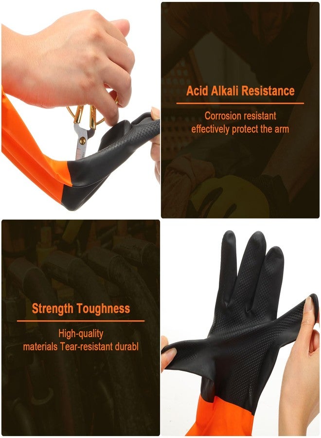 Copkim 12 Pairs Chemical Resistant Gloves Heavy Duty Industrial Reusable Latex Gloves, Resist Acid, Oil, Alkali, XL Size(Black, Orange) - Image 3