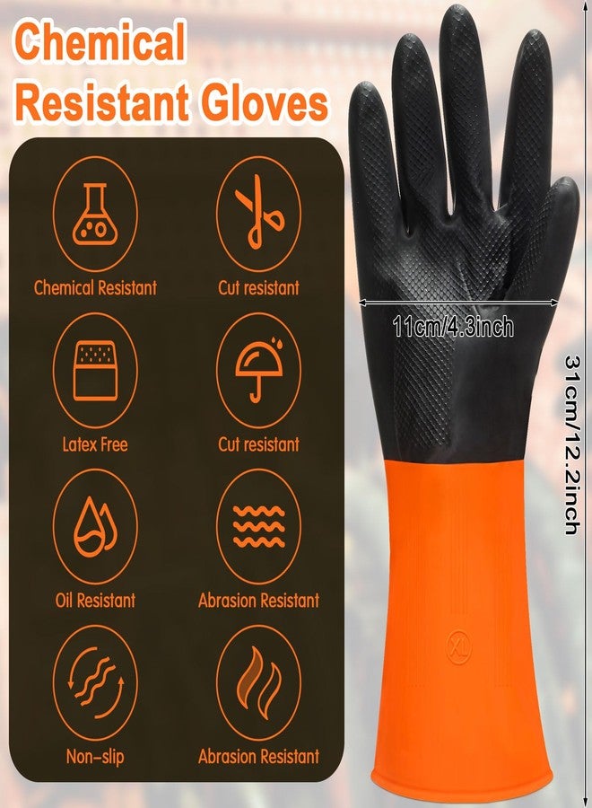 Copkim 12 Pairs Chemical Resistant Gloves Heavy Duty Industrial Reusable Latex Gloves, Resist Acid, Oil, Alkali, XL Size(Black, Orange) - Image 2