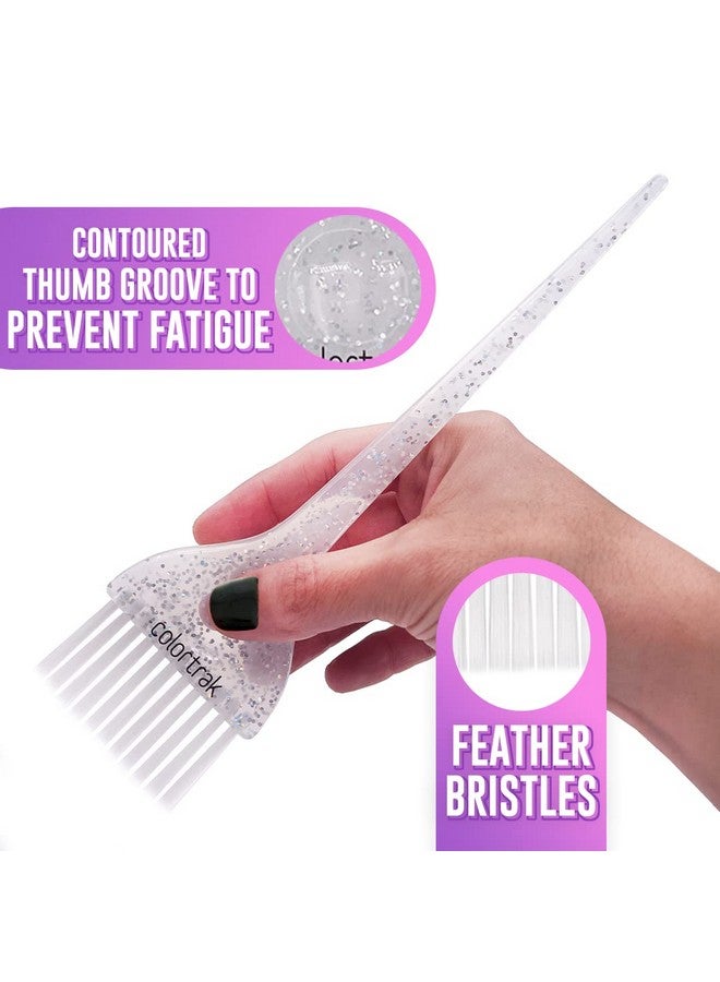 Colortrak Galaxy Glitter 2 Piece Hair Brush Set for Highlighting and Coloring Hair Sections, Includes 2.5 Inch Wide Celestial Glow Soft Bristle Brush, 3 Inch Wide Meteor Shower Stiff Bristle Brush - Image 2