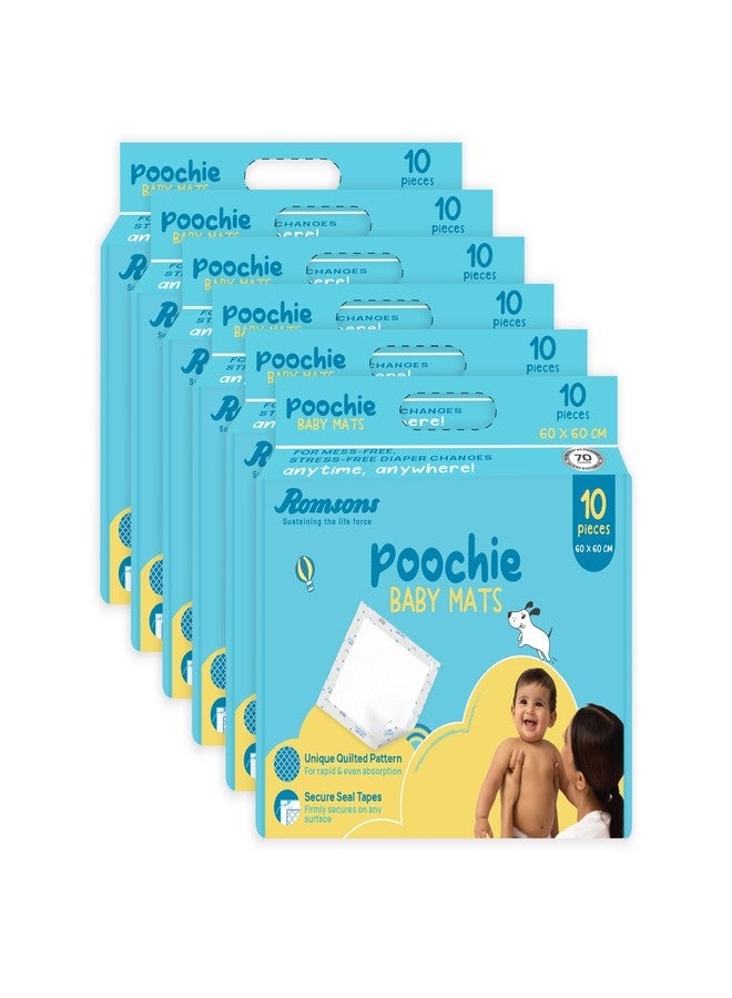 Romsons Poochie Baby Mats, Disposable Baby Changing Mats, 60 X 60 cm (Pack of 6) 60 Pcs - Image 1