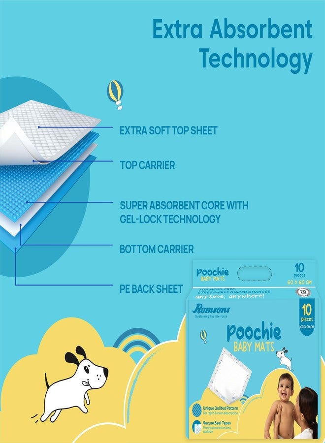 Romsons Poochie Baby Mats, Disposable Baby Changing Mats, 60 X 60 cm (Pack of 6) 60 Pcs - Image 5
