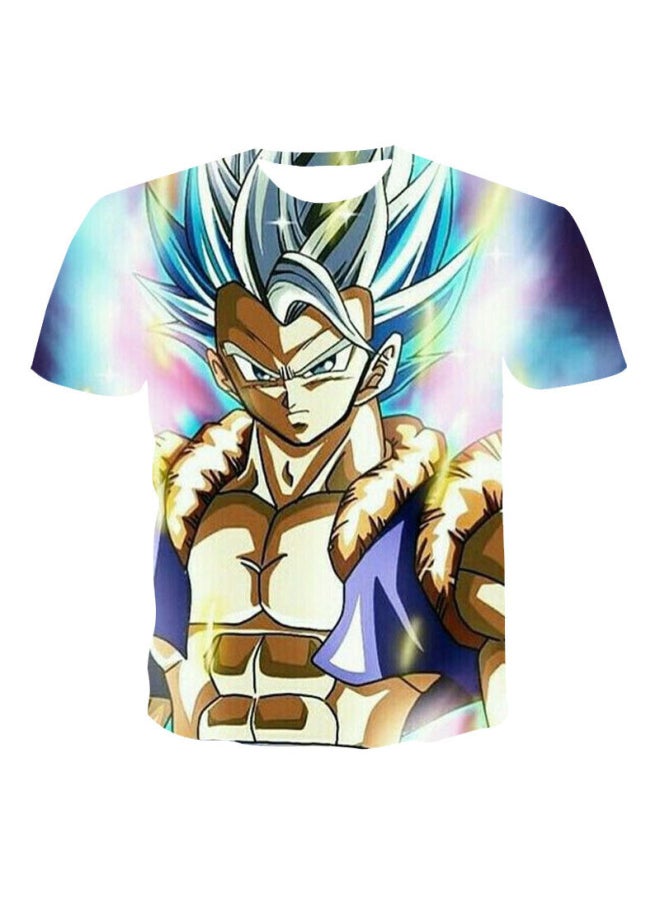 null - European And American Summer Dragon Ball Series 3D Digital Printing Goku Round Neck Casual Short-sleeved T-shirt-Color:62164-Specifications:6XL - Image 1
