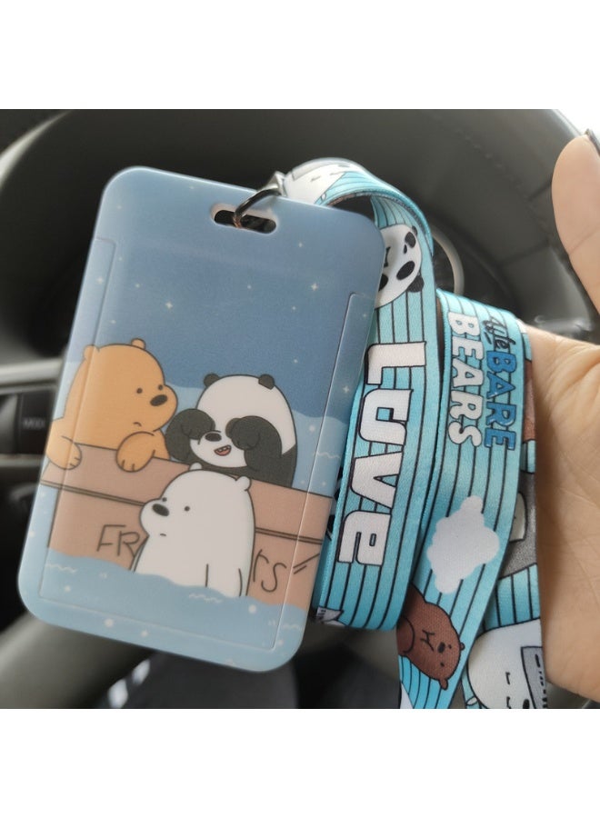 NIBEMINENT 1 - Piece Cute Bear Doll Kpop Photo Card Holder Pendant Key Chain ID Badge Holder ID Card Holder Photo Card Protector for School ID Office ID Access Card for Women Girls
