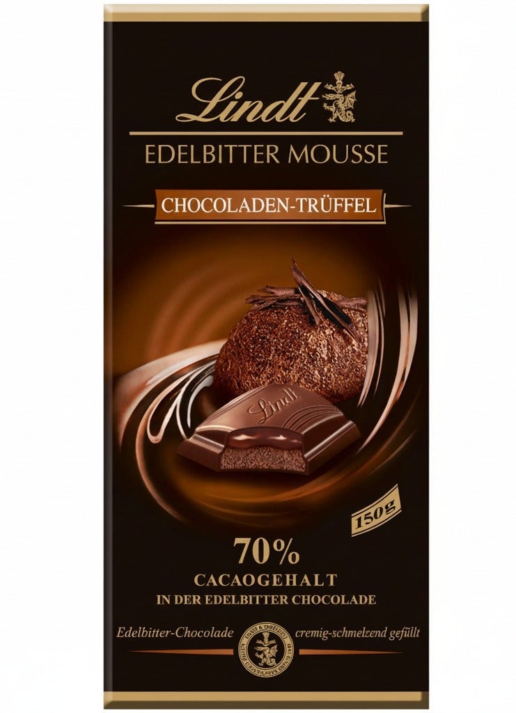 Lindt Edelbitter Mousse Chocoladen-Trüffel 70% Cacao Chocolate Bar 150grams - Image 1