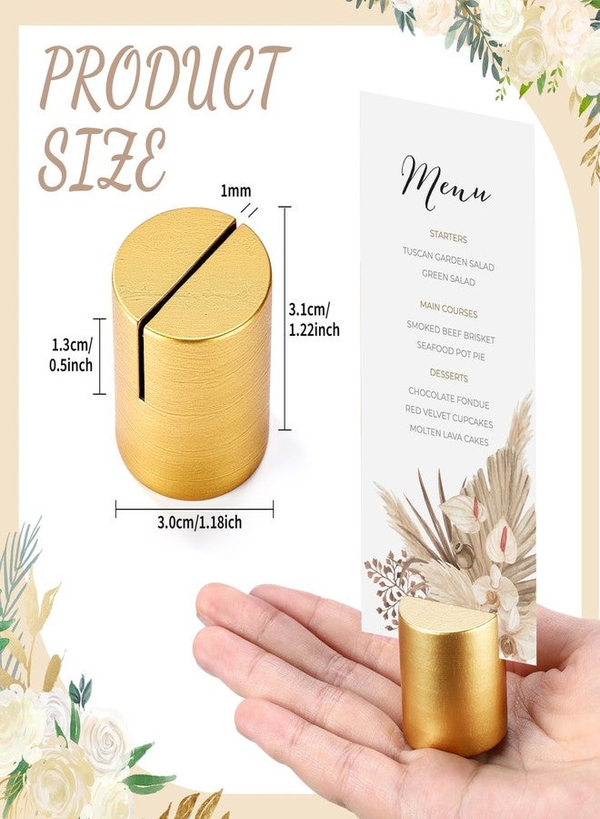 Affrolling 12 Pcs Wood Table Number Holders Wedding Wooden Place Card Holder Bulk Mini Cylinder Table Top Stand for Paper Photo Picture Menu Tag Display, Fall Thanksgiving Wedding Birthday (Gold) - Image 2