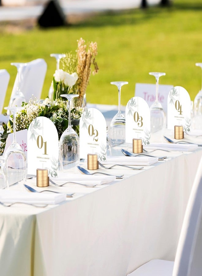 Affrolling 12 Pcs Wood Table Number Holders Wedding Wooden Place Card Holder Bulk Mini Cylinder Table Top Stand for Paper Photo Picture Menu Tag Display, Fall Thanksgiving Wedding Birthday (Gold) - Image 5