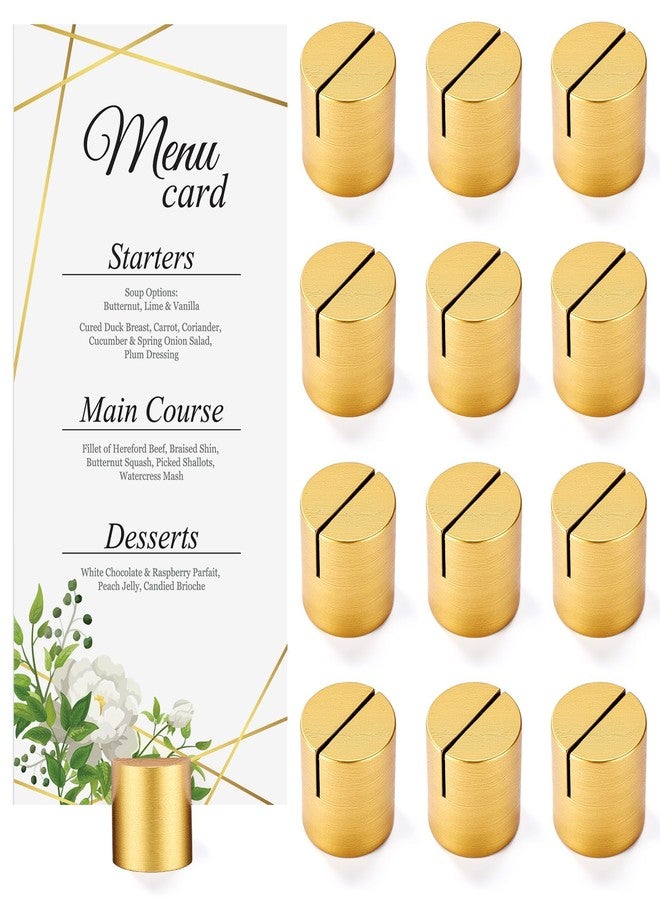 Affrolling 12 Pcs Wood Table Number Holders Wedding Wooden Place Card Holder Bulk Mini Cylinder Table Top Stand for Paper Photo Picture Menu Tag Display, Fall Thanksgiving Wedding Birthday (Gold) - Image 1
