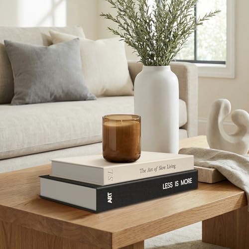 Braveriky Minimalist Decorative Books - Fake Books Storage Box for Decoration - Set of 2 Linen Coffee Table Decor - Photo Storage Keepsake Box for Room Bookshelf Decor, Black - Image 4