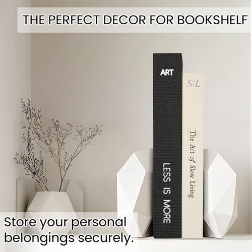 Braveriky Minimalist Decorative Books - Fake Books Storage Box for Decoration - Set of 2 Linen Coffee Table Decor - Photo Storage Keepsake Box for Room Bookshelf Decor, Black - Image 5