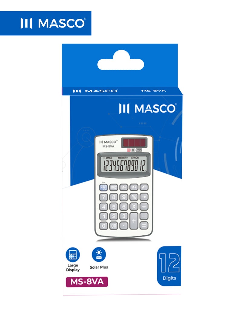 MASCO 12-Digit Desktop Calculator with Large Display, Solar Plus Power, Dual Memory - Image 4