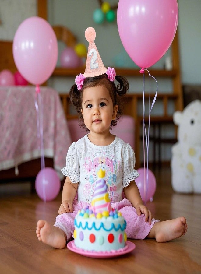 Eoopoon Rose Gold 2nd Birthday Glitter Cone Hat - Sparkling Party Hat for Baby Girls, Party Decorations, Ideal for Photoshoots & Birthday Celebrations(Rose Gold Cone2) - Image 5