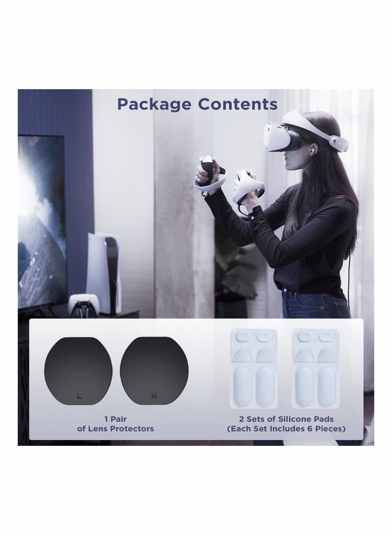 Y&D Fit for PS VR2 Accessories Kit Compatible with 2 Silicone Pad Handle Grip Sense Controller & 1 Anti-dust Cover Lens, Easy to Install, Precise Cut, Anti-Sweat  - Image 5