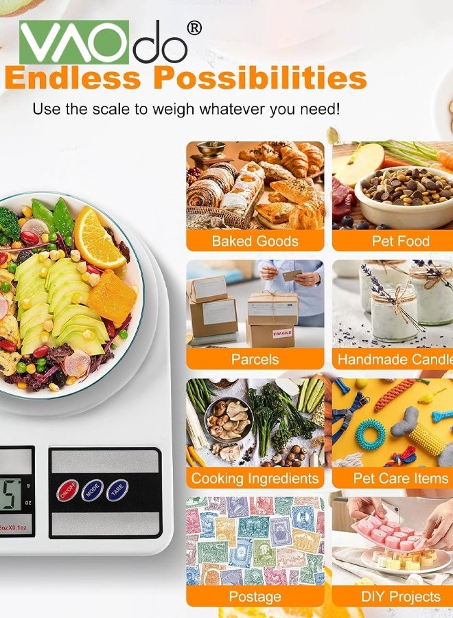 فاو دو ميزان مطبخ رقمي بسعة 11 رطل/5 كجم، مستشعر عالي الدقة، شاشة عرض بإضاءة خلفية LED، ميزان طعام بوحدات أونصة/جم، طاقة بطارية قابلة للاستبدال، لتحضير الوجبات والطهي والخبز - Image 2