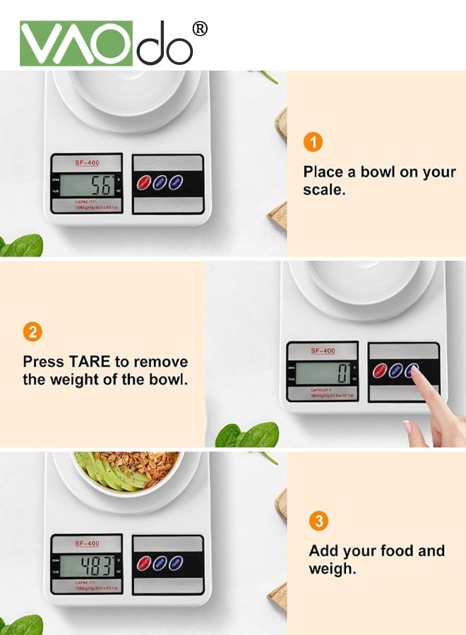 فاو دو ميزان مطبخ رقمي بسعة 11 رطل/5 كجم، مستشعر عالي الدقة، شاشة عرض بإضاءة خلفية LED، ميزان طعام بوحدات أونصة/جم، طاقة بطارية قابلة للاستبدال، لتحضير الوجبات والطهي والخبز - Image 3