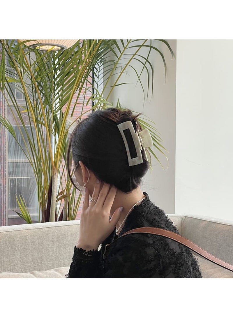 Goolsky 2pcs Large Hair Claw Clips for Thick Hair, Tortoise Hair Clips, Acrylic Celluloid French Butterfly Jaw Clips, Strong Hold for Women (White) - Image 3