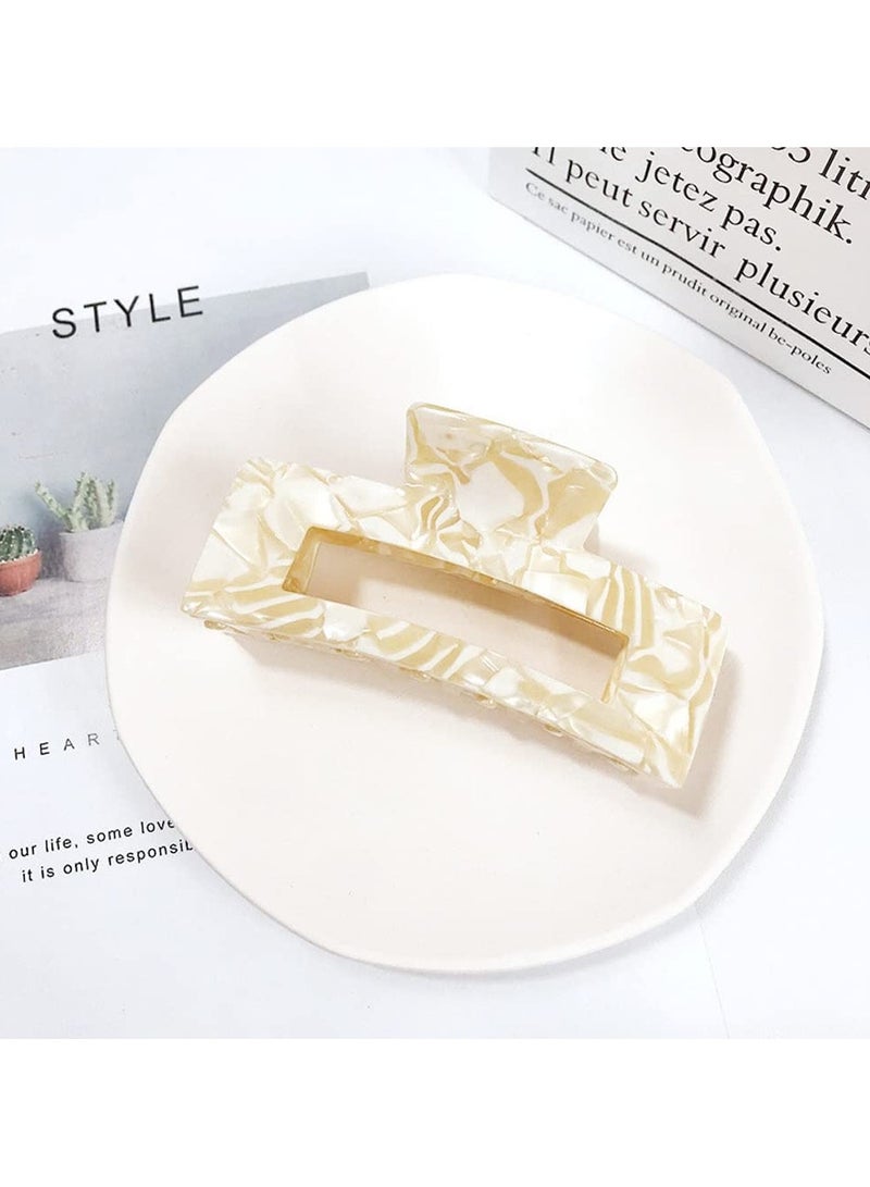 Goolsky 2pcs Large Hair Claw Clips for Thick Hair, Tortoise Hair Clips, Acrylic Celluloid French Butterfly Jaw Clips, Strong Hold for Women (White) - Image 5