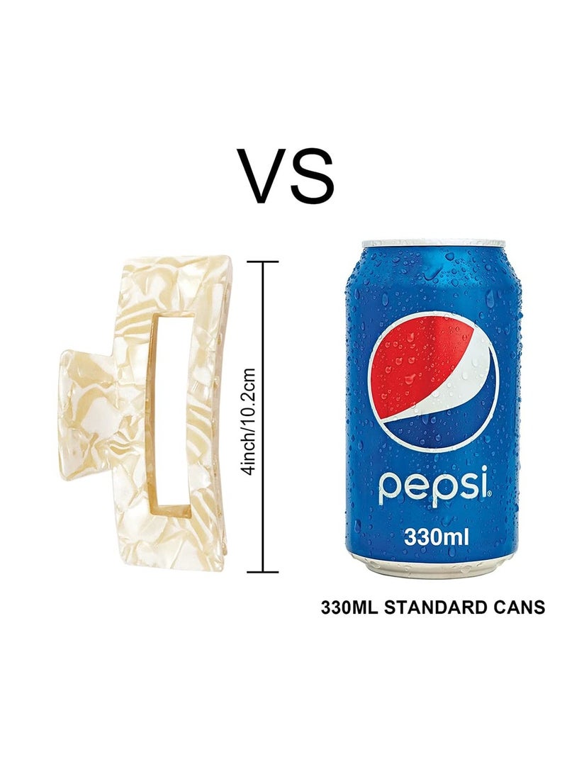 Goolsky 2pcs Large Hair Claw Clips for Thick Hair, Tortoise Hair Clips, Acrylic Celluloid French Butterfly Jaw Clips, Strong Hold for Women (White) - Image 2