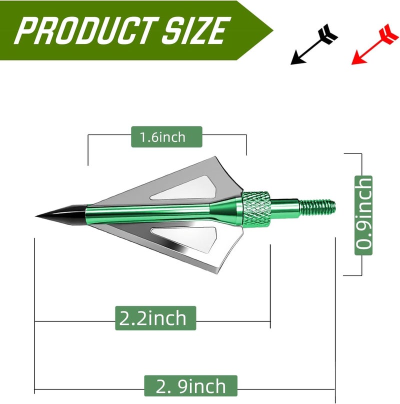 e5e10 12pcs Archery Broadheads 3 Fixed Steel Blade 100/125 Grain Hunting Arrowheads Fit for Compound Bow and Crossbow with One Black Plastic Portable Broadheads Case - Image 2