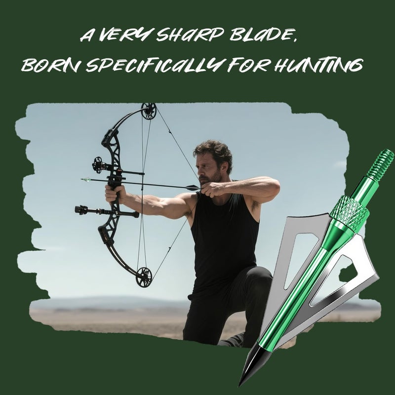 e5e10 12pcs Archery Broadheads 3 Fixed Steel Blade 100/125 Grain Hunting Arrowheads Fit for Compound Bow and Crossbow with One Black Plastic Portable Broadheads Case - Image 5