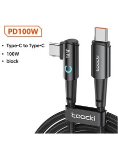 toocki USB C Charging Cable, 5A Current Fast Charging USB C To USB C Cable With 90 Degree Angle, Portable And Flexible Charging Data Cable Wire For For Most Of The Mobile Phones, (100W, 1m Black)  - Image 1