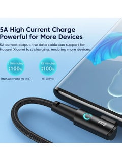 toocki USB C Charging Cable, 5A Current Fast Charging USB C To USB C Cable With 90 Degree Angle, Portable And Flexible Charging Data Cable Wire For For Most Of The Mobile Phones, (100W, 1m Black)  - Image 2